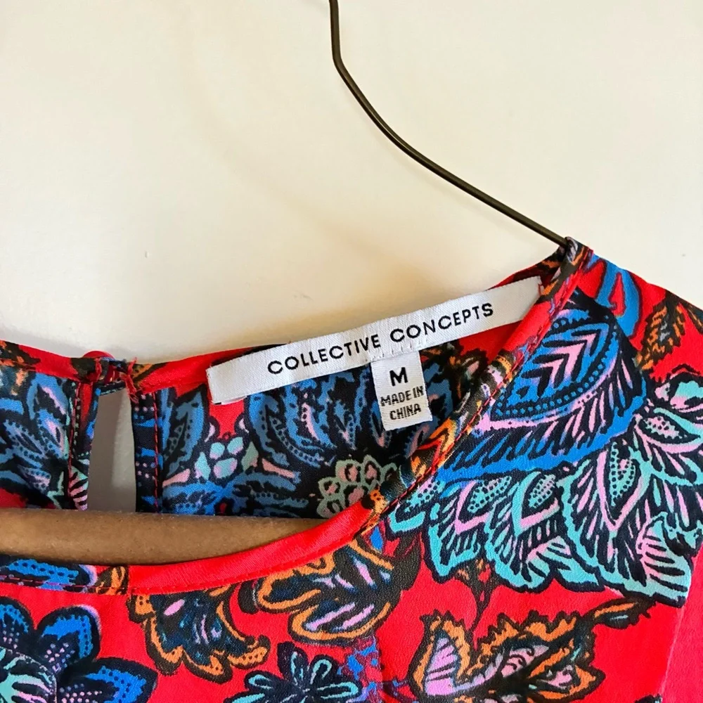 Collective Concepts Red and Blue Floral Kids Dress - Picture 2 of 3